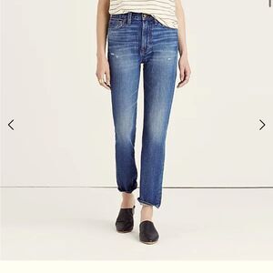 Madewell Perfect Vintage Straight 100% cotton Jean Mom Med Wash Leg Pants - 27